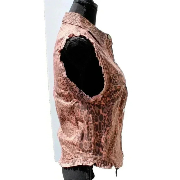 NWT English Rose Women's Animal Print Sleeveless Vest Beaded Collar Size S/M - Picture 2 of 4